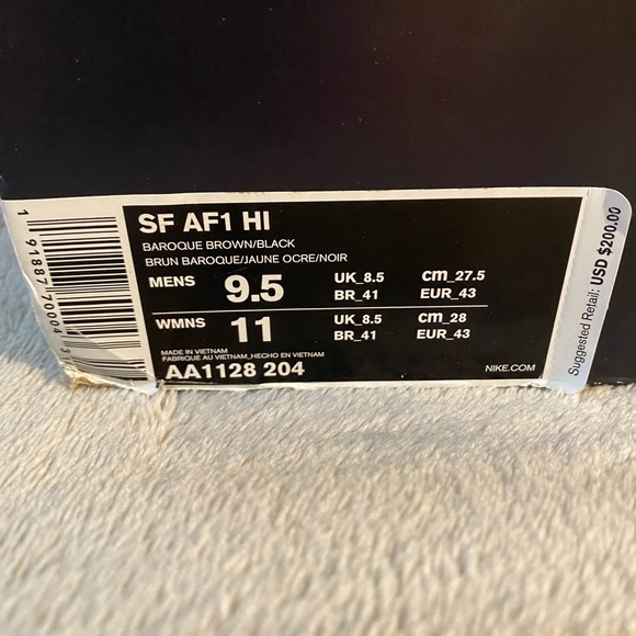 2018 Nike SF AF1 High Top Baroque Brown - Picture 13 of 13